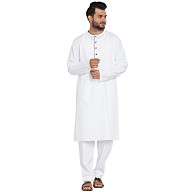 Designer round neck kurta-Pyjama set- White Designer round neck kurta-Pyjama set- White